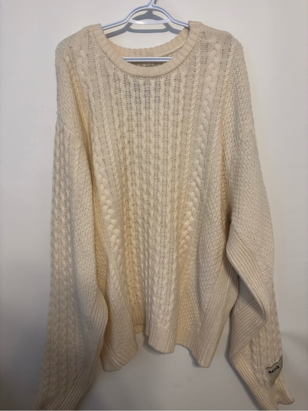PacSun Ivory Cable Knit Crewneck Sweater